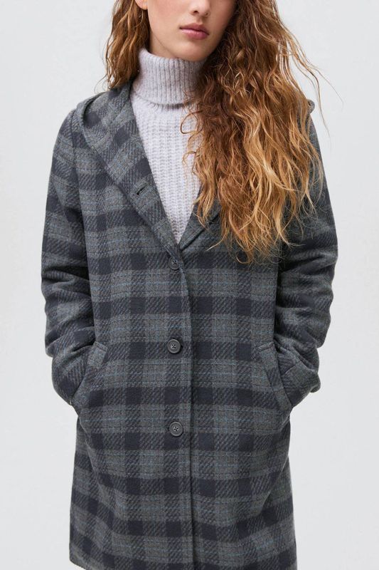 MANGO TEEN - Manteljas - Grijs - Met Capuchon - Geschikt voor Meisjes