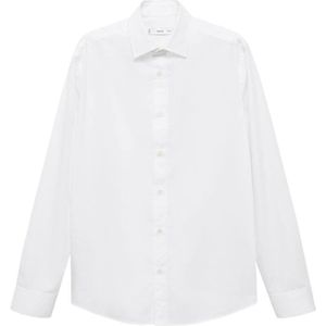 Mango Man - Zakelijk Overhemd - Wit - Regular Fit - Lange Mouwen