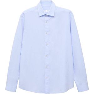 Mango Man - Overhemd - Lichtblauw - Regular Fit - Lange Mouwen