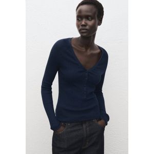 Mango - Gebreide Trui - Donkerblauw