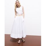 MANGO - Creta - A-lijnrok - Wit - 7/8 lengte