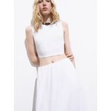 MANGO - Creta - A-lijnrok - Wit - 7/8 lengte