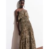 MANGO Jurk 'LAURE'  lichtbeige / bruin / zwart