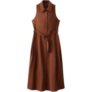 Mango - Blousejurk - Bruin - Mouwloos - Knoopsluiting - Viscose