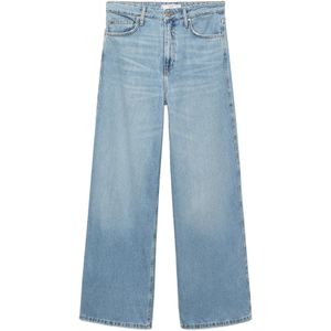 MANGO - DAPHNE - Jeans - Blauw - Wide Leg - Mid Waist