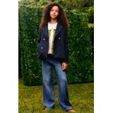 Mango Kids - Blouse - Lichtbeige - Met Blauwe Bloemenprint