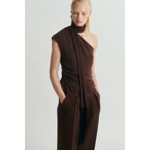 Mango - Straight Regular Waist - Broek - Donkerbruin - 100% Polyester