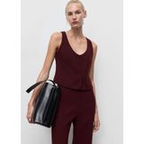 Mango - Gilet - Donkerrood - Mouwloos - 100% Polyester