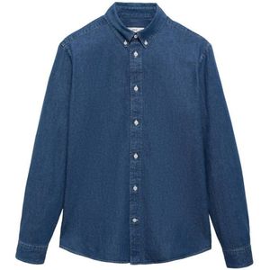 Mango Man - Casual Overhemd - Donkerblauw - Linnen