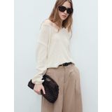 MANGO - Trui - Wit - Knitwear - Lange Mouw - Losse Pasvorm