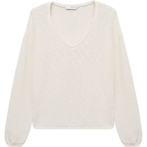 MANGO - Trui - Wit - Knitwear - Lange Mouw - Losse Pasvorm
