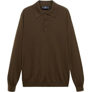 Mango Man regular polo met wol donkergroen