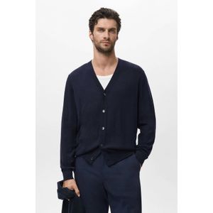 Mango Man cardigan met wol donkerblauw