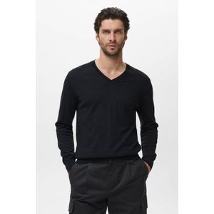 Mango Man trui met wol fijn gebreid zwart