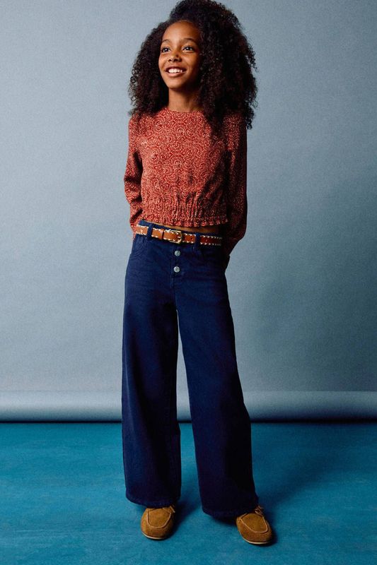 Mango Kids - Top - Lange Ballonmouwen - Ronde Hals - 100% Viscose