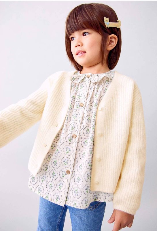 Mango - Kids Vest - Grof Gebreid - Lange Mouwen - V-hals