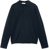 Mango Kids - Fijn Gebreide Trui - Marine - Polo Kraag - Lange Mouwen