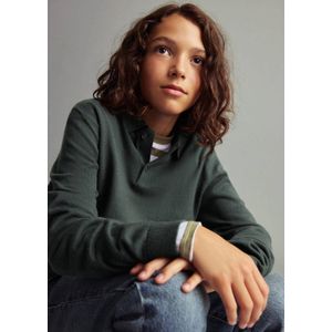 Mango Kids - Gebreide Trui - Zacht 100% Katoen - Lange Mouwen - Polokraag met Knoopjes