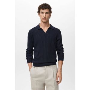 Mango Man trui rib gebreid donkerblauw