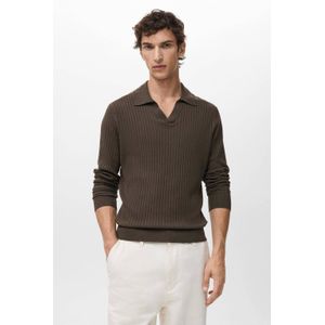 Mango Man trui rib gebreid kaki