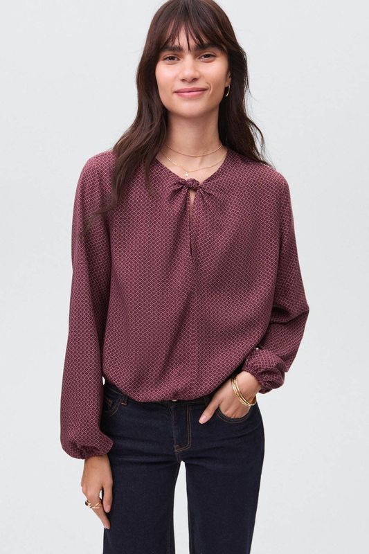 MANGO TEEN - Longsleeve - Zacht - 100% Viscose - Ronde Hals - Pofmouwen