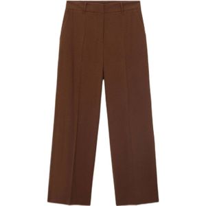 MANGO - Pantalon 'CARLOS' - Bruin - Wide Leg - Mid Waist
