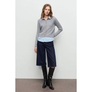 MANGO - GIOVANNI - Gebreid Vest - Lichtblauw - Grijs - Wit