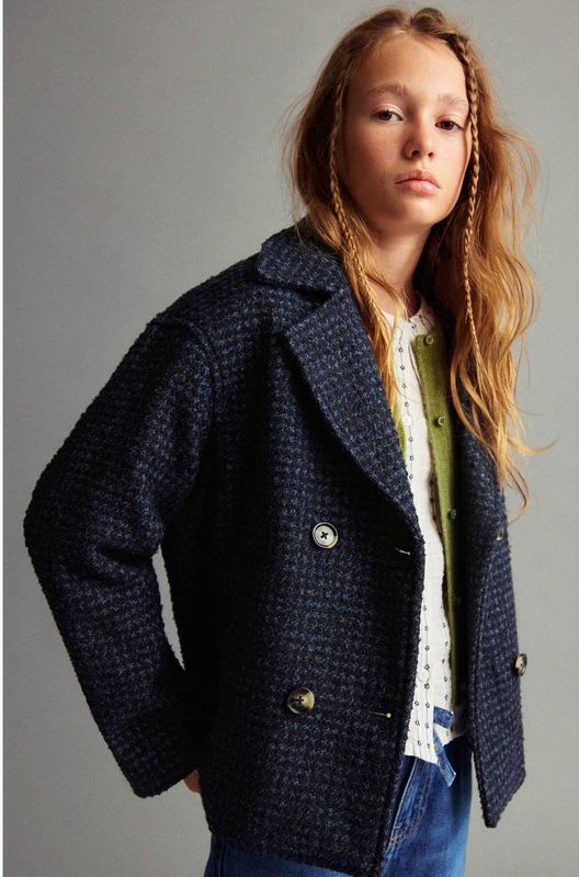 Mango Kids - Tweed Manteljas - Marine