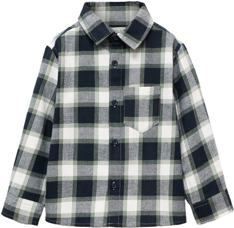 MANGO KIDS - THEOB - Overhemd - Navy - Olijfgroen - Wit - Geruit - Lange Mouw