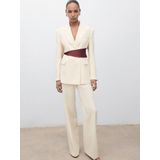 Mango - Straight Regular Waist Broek - Lichtgeel