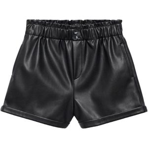 Mango Kids - Casual Short - Zwart - Imitatieleren Korte Broek