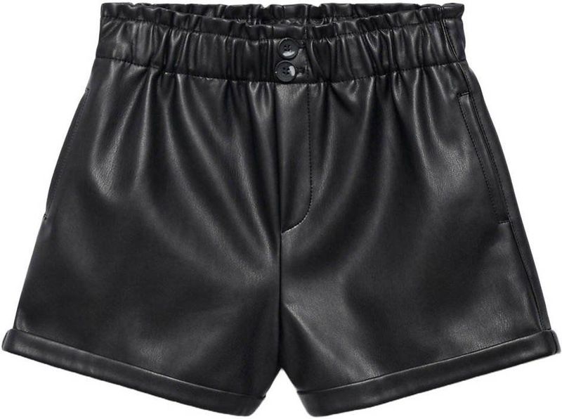 Mango Kids - Casual Short - Zwart - Imitatieleren Korte Broek