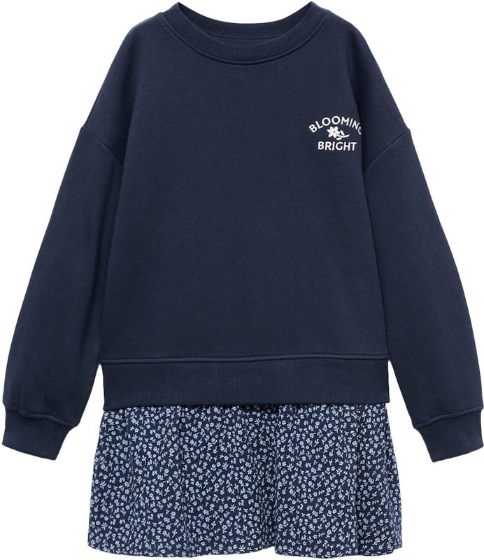 MANGO KIDS - BESTIE - Jurk - Navy - Hemelsblauw - Wit