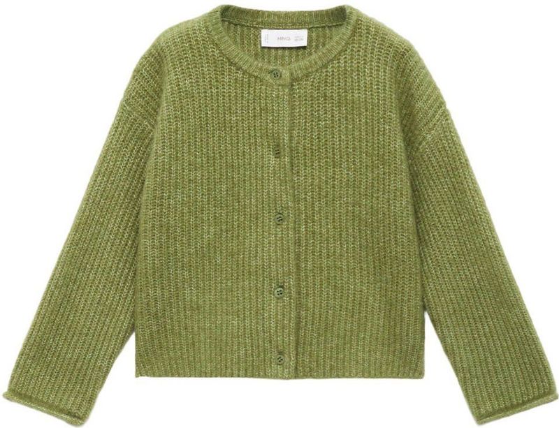 Mango Kids - Grof Gebreid Vest - Groen