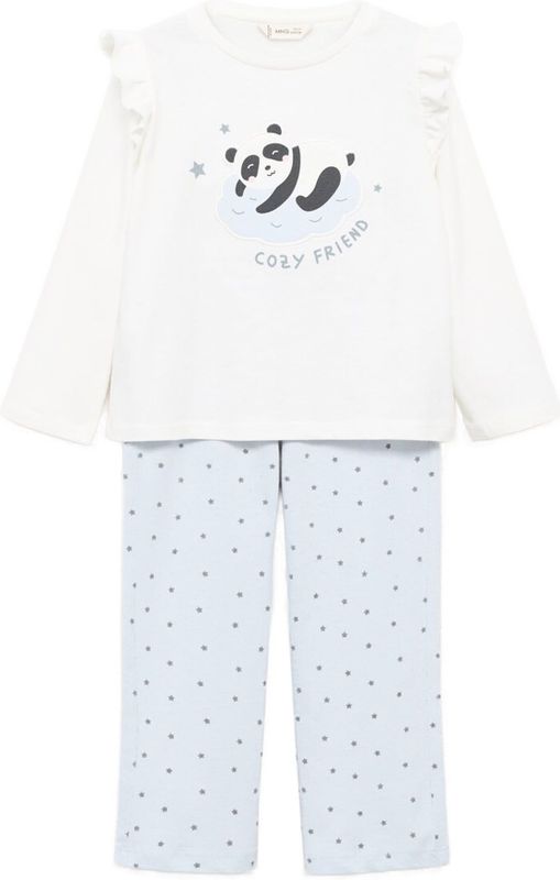 Mango - Kids Pyjama - Lange Mouwen - Ronde Hals - Elastische Tailleband