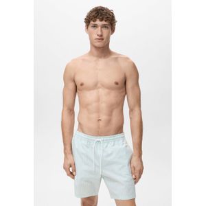 Mango Man seersucker zwemshort lichtblauw/wit
