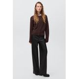 MANGO TEEN - Imitatieleren Broek - Zwart - Lange Lengte