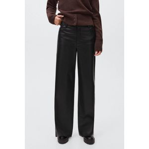 MANGO TEEN - Imitatieleren Broek - Zwart - Lange Lengte