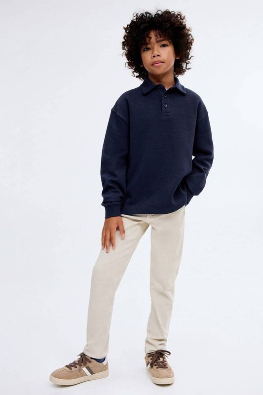 Mango Kids - Sweater - Katoen - Met Polokraag - Lange Mouwen