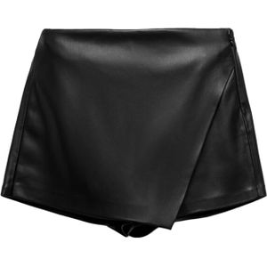 Mango - Imitatieleren Skort - Zwart