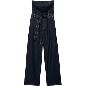 MANGO - CALLY - Jumpsuit - Donkerblauw - Denim - Mouwloos