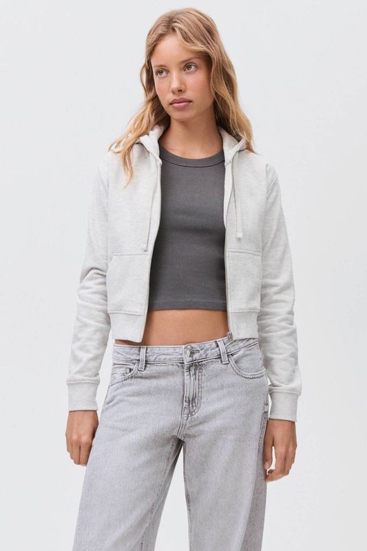 MANGO TEEN sweatvest grijs