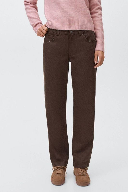 MANGO TEEN - Donkerbruin - Jeans - Low Waist - Straight Leg - Panterprint