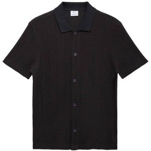 Mango Man - Casual Overhemd - Zwart - Gebreid