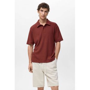 Mango Man - Polo - Donkerrood - Rechtvallend - Gebreid