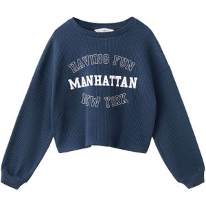 MANGO KIDS - Shirt - Marine - Lange Mouw - Ronde Hals - Normale Pasvorm