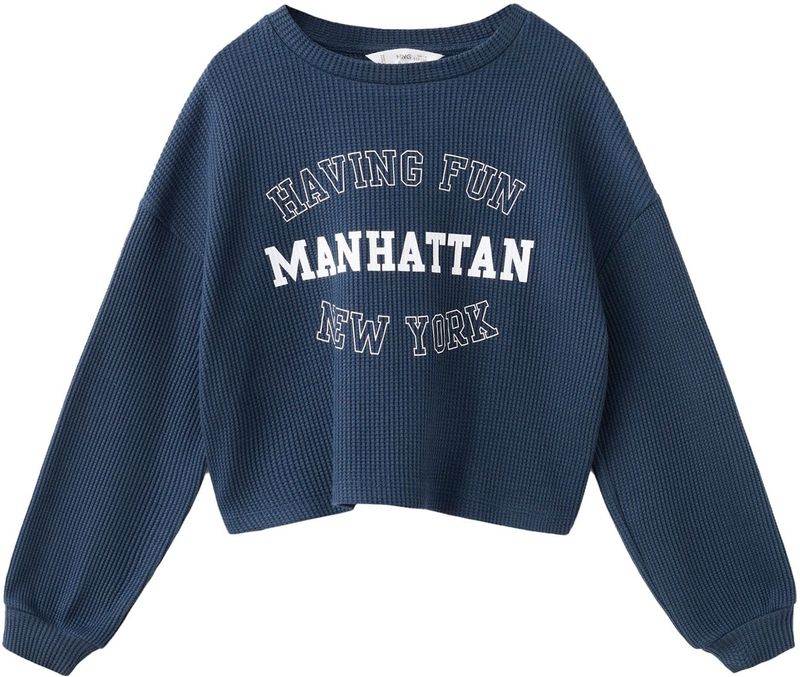 MANGO KIDS - Shirt - Marine - Lange Mouw - Ronde Hals - Normale Pasvorm