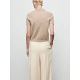 Mango - Top - Beige - Korte Mouwen - Klassieke Kraag