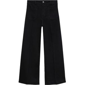MANGO - JESSIE - Jeans - Zwart - Wide Leg - Mid Waist