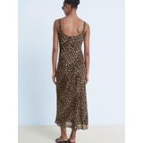 Mango - Midi Jurk - Bruin - Mouwloos - Ronde Hals - Polyester